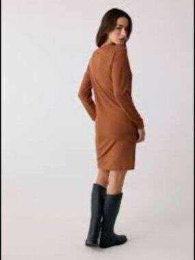 BNTW Lole V-Neck Ribbed Dress - Rust Orange, small